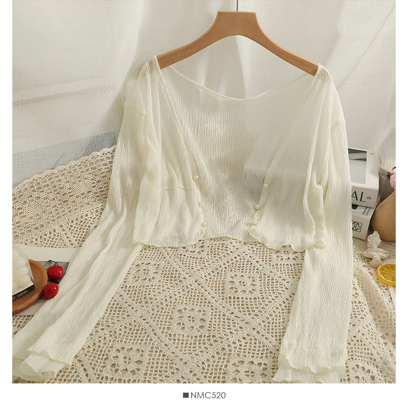 Mint Mambo Sunscreen Cardigan Women's Thin Small Shawl Summer Sling Skirt Outer Blouse Tulle Top