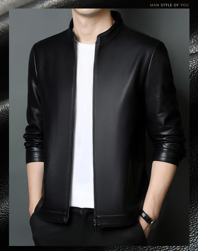 Innoobani | Popular Men's Stand Collar Ecological Leather Jacket High Quality Leather Jacket Men's Jacket | Thin and Thick Optional 2336