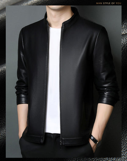 Innoobani | Popular Men's Stand Collar Ecological Leather Jacket High Quality Leather Jacket Men's Jacket | Thin and Thick Optional 2336