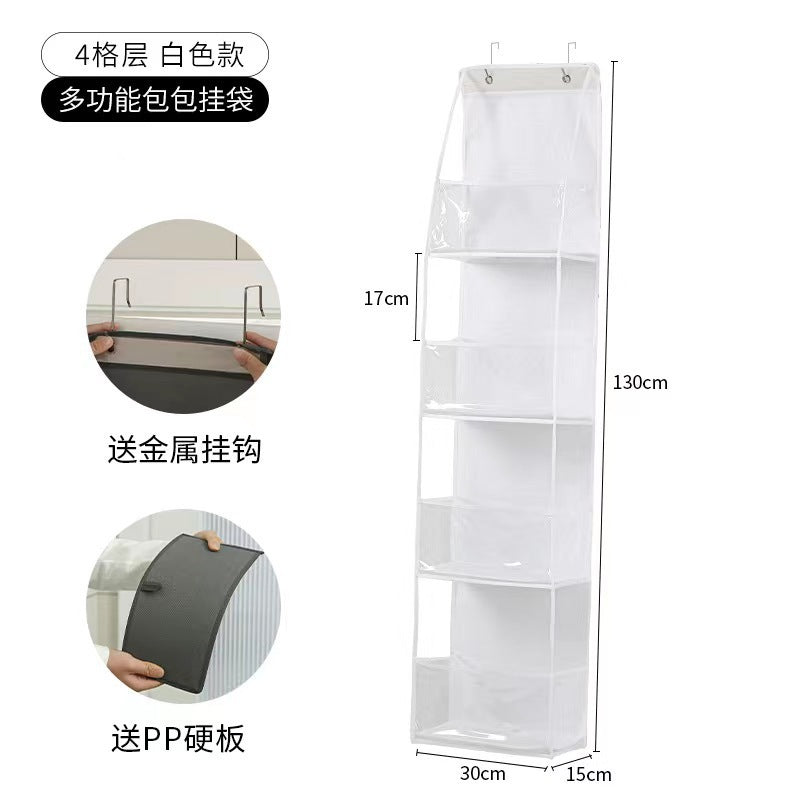 Wall-Mounted Storage Hanging Bag Behind the Door, Multi-Layered Dormitory Storage, Multifunctional Clothing and Toy Plastic Bag Storage Bag