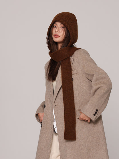 Autumn and winter new high-grade balaclava cap women's outer tie thick knitted warm earmuffs wool hat