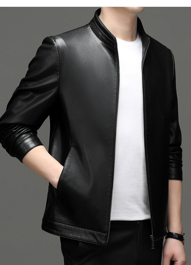 Innoobani | Popular Men's Stand Collar Ecological Leather Jacket High Quality Leather Jacket Men's Jacket | Thin and Thick Optional 2336