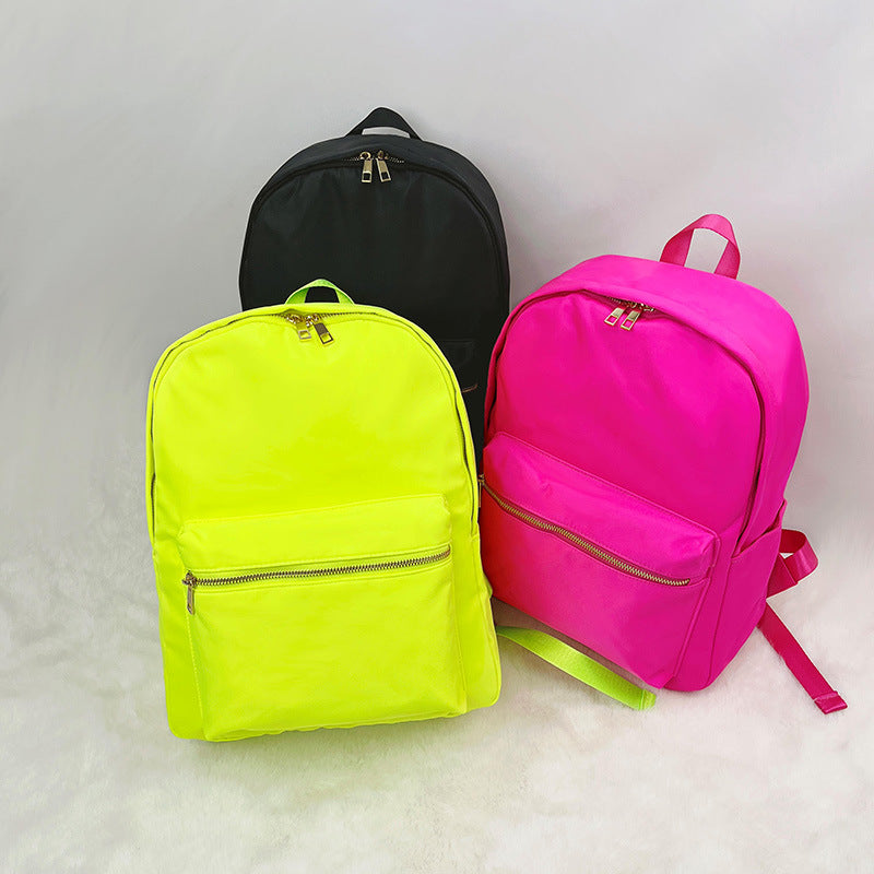 Cross-border Backpack Nylon Waterproof Rainbow Plaid Backpack Advanced Sense Niche Design Large Capacity Portable Backpack