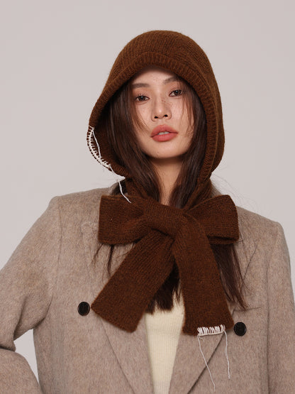 Autumn and winter new high-grade balaclava cap women's outer tie thick knitted warm earmuffs wool hat