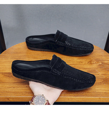 Men's Beanie Shoes, Half-Cup Breathable Toe-Toe Slip-Ons, Slip-On Half-Slippers, Men's Heelless Loafers for Men