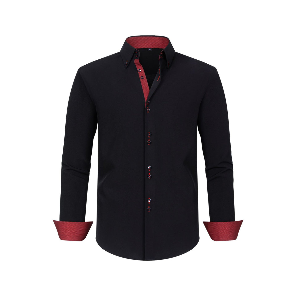 Cross-Border Four-Way Stretch Men's Shirt Polka Dot Color Matching Design Double-Breasted Shirt Men's Amazon Hot Style