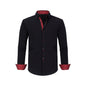 Cross-Border Four-Way Stretch Men's Shirt Polka Dot Color Matching Design Double-Breasted Shirt Men's Amazon Hot Style