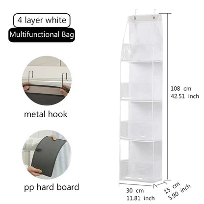 Wall-Mounted Storage Hanging Bag Behind the Door, Multi-Layered Dormitory Storage, Multifunctional Clothing and Toy Plastic Bag Storage Bag