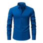 Cross-Border Lightweight Stretchy Plus-Size Men's Shirts, Wrinkle-Resistant Long-Sleeve Shirts, Amazon Cardigan Long-Sleeve Shirts for Men