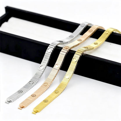 New Style Striped Screw Bracelet, Stainless Steel Plated with 18K Gold, Waterproof, Non-Fading, Titanium Steel High-End Luxury Bracelet