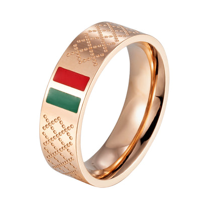 Cross-border stainless steel men's bracelet with red and green tape ring steel gold and black three color jewelry in stock wholesale