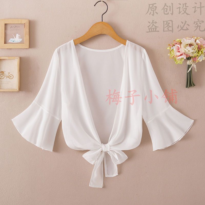 Summer Women’s Chiffon Sun Protection Cardigan – Lightweight Short-Sleeve Shawl Jacket