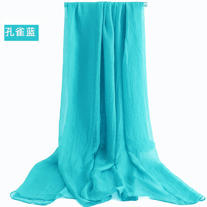 Candy Summer New Sun Protection Shawl Chiffon Imitation Silk Scarf Seaside Beach Towel Solid Color Silk Scarf Scarf Wholesale