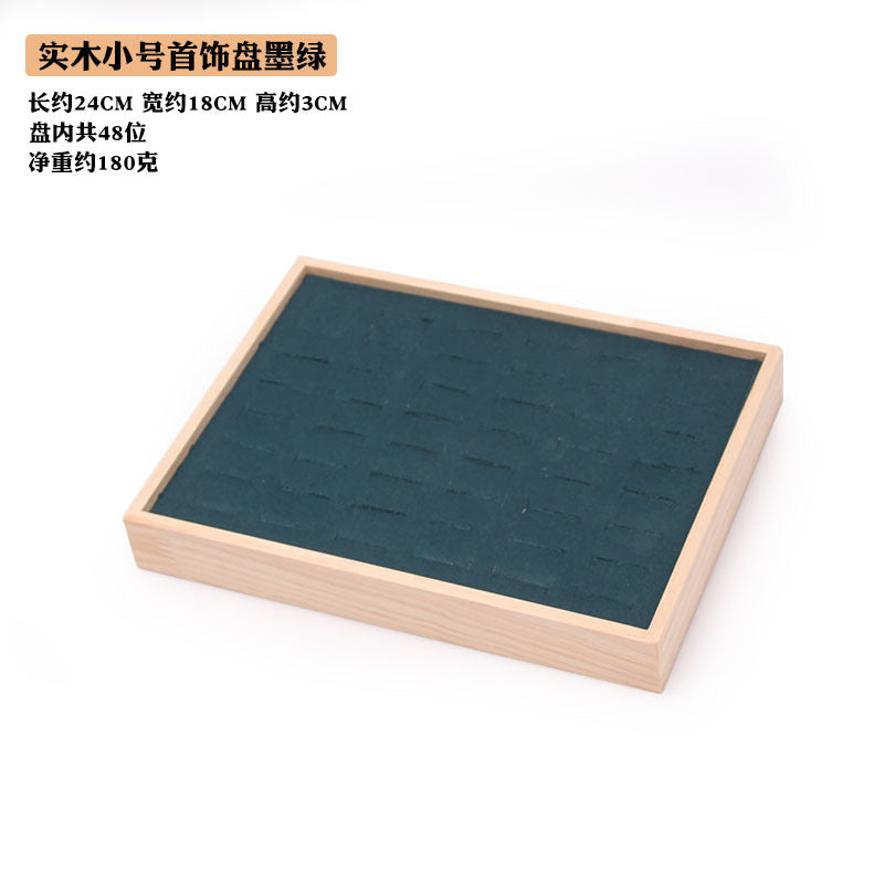 Simple solid wood small size hundred ring plate ring pair ring diamond ring silver ring ear studs storage display tray 48-bit plate