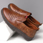 Men’s Breathable Leather Slip-On Shoes – Hollow-Out Perforated Summer Business Casual Loafers, Soft & Comfortable Low-Top Footwear