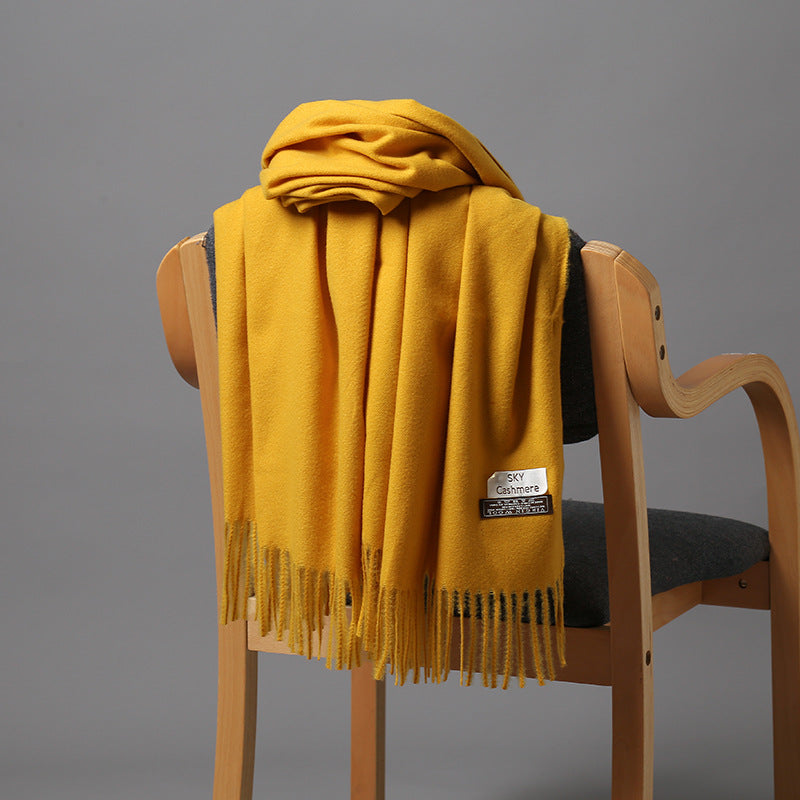 2025 Autumn and Winter Sky Pure Color Imitation Cashmere Scarf Single Color Thickeneded Warm Shawl New Candy Color Taobao Dropshipping