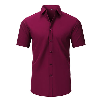 Cross-Border Four-Way Stretch Shirt Men's Shirt Wrinkle-Free and Anti-Wrinkle Amazon Export Thin Cardigan Long-Sleeved Shirt for Men