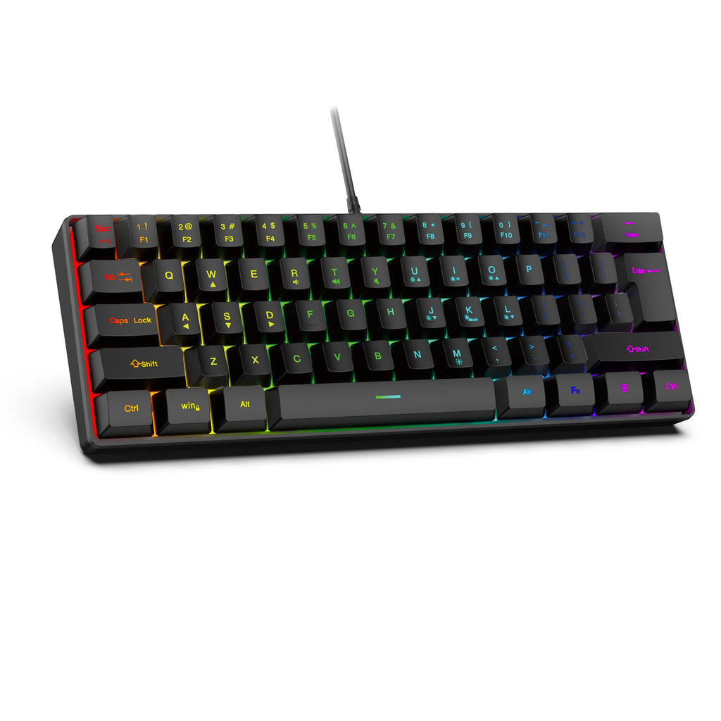 61 key RGB game wired keyboard mouse suit colorful MINI non-mechanical film black and white computer keyboard