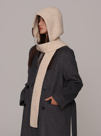 Autumn and winter new high-grade balaclava cap women's outer tie thick knitted warm earmuffs wool hat