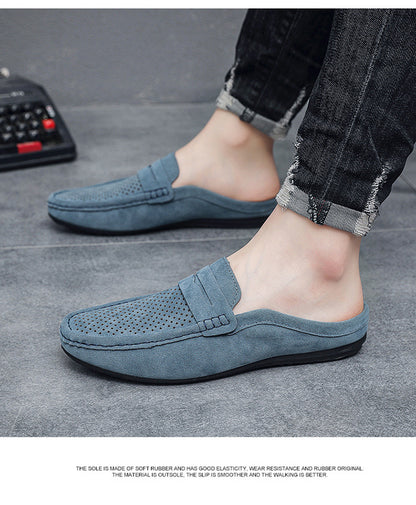 Men's Beanie Shoes, Half-Cup Breathable Toe-Toe Slip-Ons, Slip-On Half-Slippers, Men's Heelless Loafers for Men