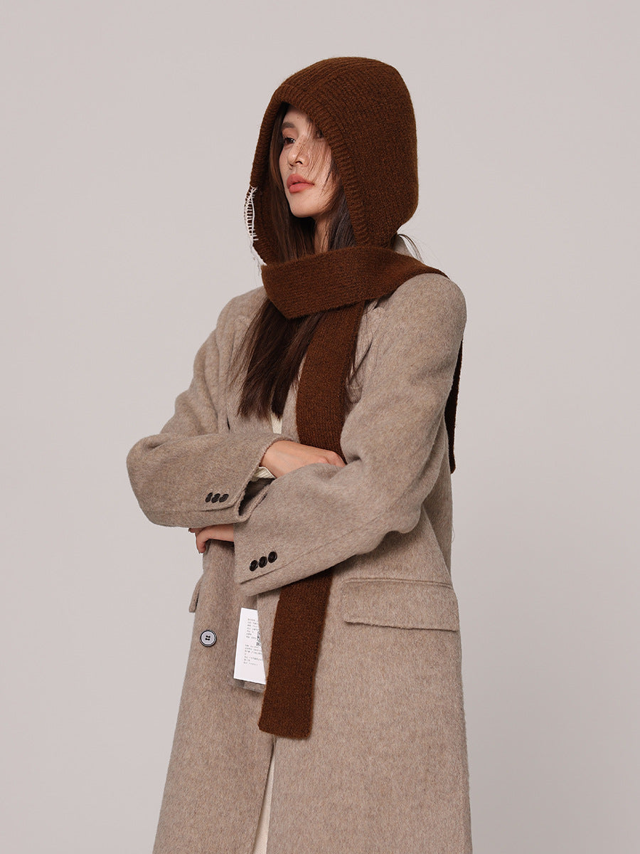 Autumn and winter new high-grade balaclava cap women's outer tie thick knitted warm earmuffs wool hat