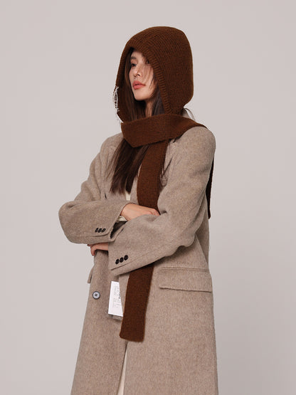 Autumn and winter new high-grade balaclava cap women's outer tie thick knitted warm earmuffs wool hat