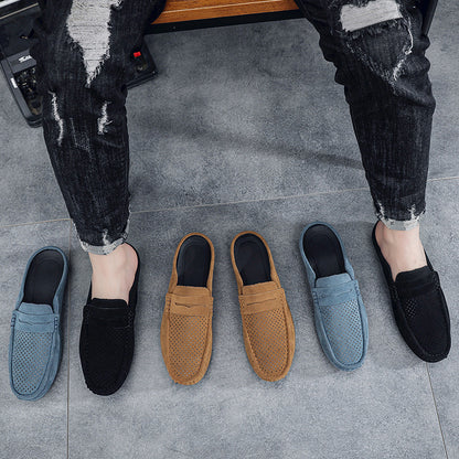 Men's Beanie Shoes, Half-Cup Breathable Toe-Toe Slip-Ons, Slip-On Half-Slippers, Men's Heelless Loafers for Men