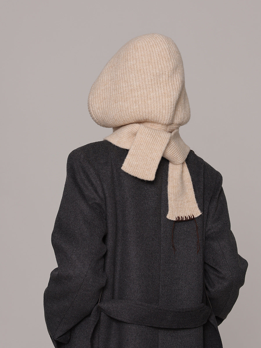 Autumn and winter new high-grade balaclava cap women's outer tie thick knitted warm earmuffs wool hat
