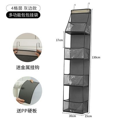 Wall-Mounted Storage Hanging Bag Behind the Door, Multi-Layered Dormitory Storage, Multifunctional Clothing and Toy Plastic Bag Storage Bag