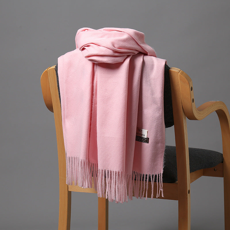 2025 Autumn and Winter Sky Pure Color Imitation Cashmere Scarf Single Color Thickeneded Warm Shawl New Candy Color Taobao Dropshipping