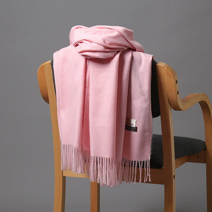 2025 Autumn and Winter Sky Pure Color Imitation Cashmere Scarf Single Color Thickeneded Warm Shawl New Candy Color Taobao Dropshipping
