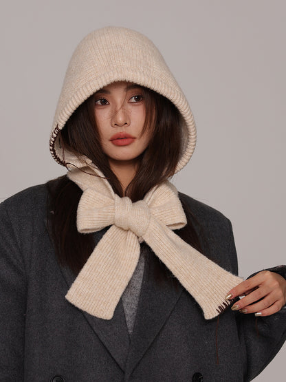 Autumn and winter new high-grade balaclava cap women's outer tie thick knitted warm earmuffs wool hat
