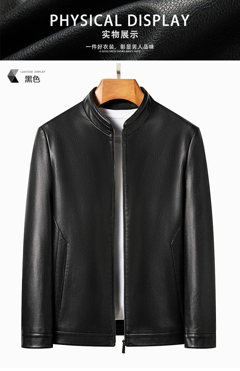 Innoobani | Popular Men's Stand Collar Ecological Leather Jacket High Quality Leather Jacket Men's Jacket | Thin and Thick Optional 2336