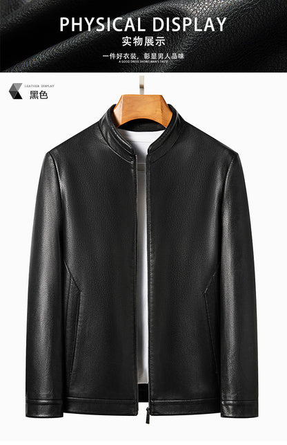 Innoobani | Popular Men's Stand Collar Ecological Leather Jacket High Quality Leather Jacket Men's Jacket | Thin and Thick Optional 2336