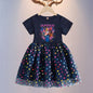New Girls Dress Summer Short-Sleeved Princess Dress Children's Clothing Children's Gauze Skirt Girl Skirt Hunter Witch Group