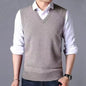 V-Neck New Middle-Aged Wool Vest Gentleman Men's Pullover Knitted Vest Business Knitted Knitwear Sleeveless Men