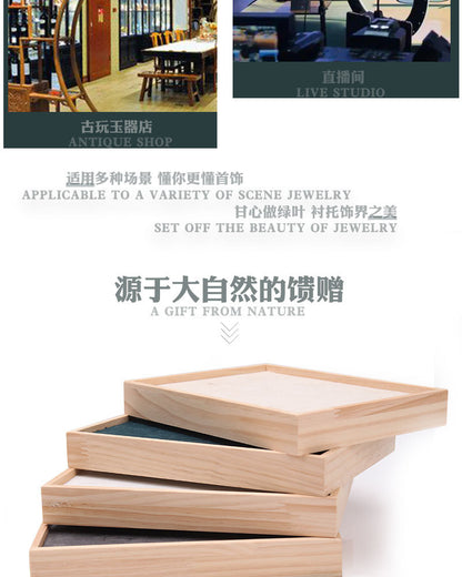Simple solid wood small size hundred ring plate ring pair ring diamond ring silver ring ear studs storage display tray 48-bit plate