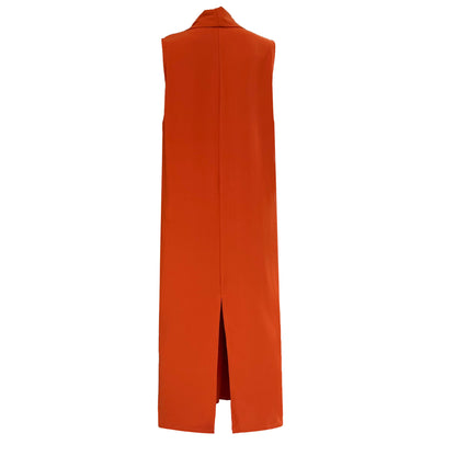 Luxi Elegant V-neck Sleeveless Kink Waist dress Women's Slimming Irregular High-end Hong Kong-style Long Skirt 3985