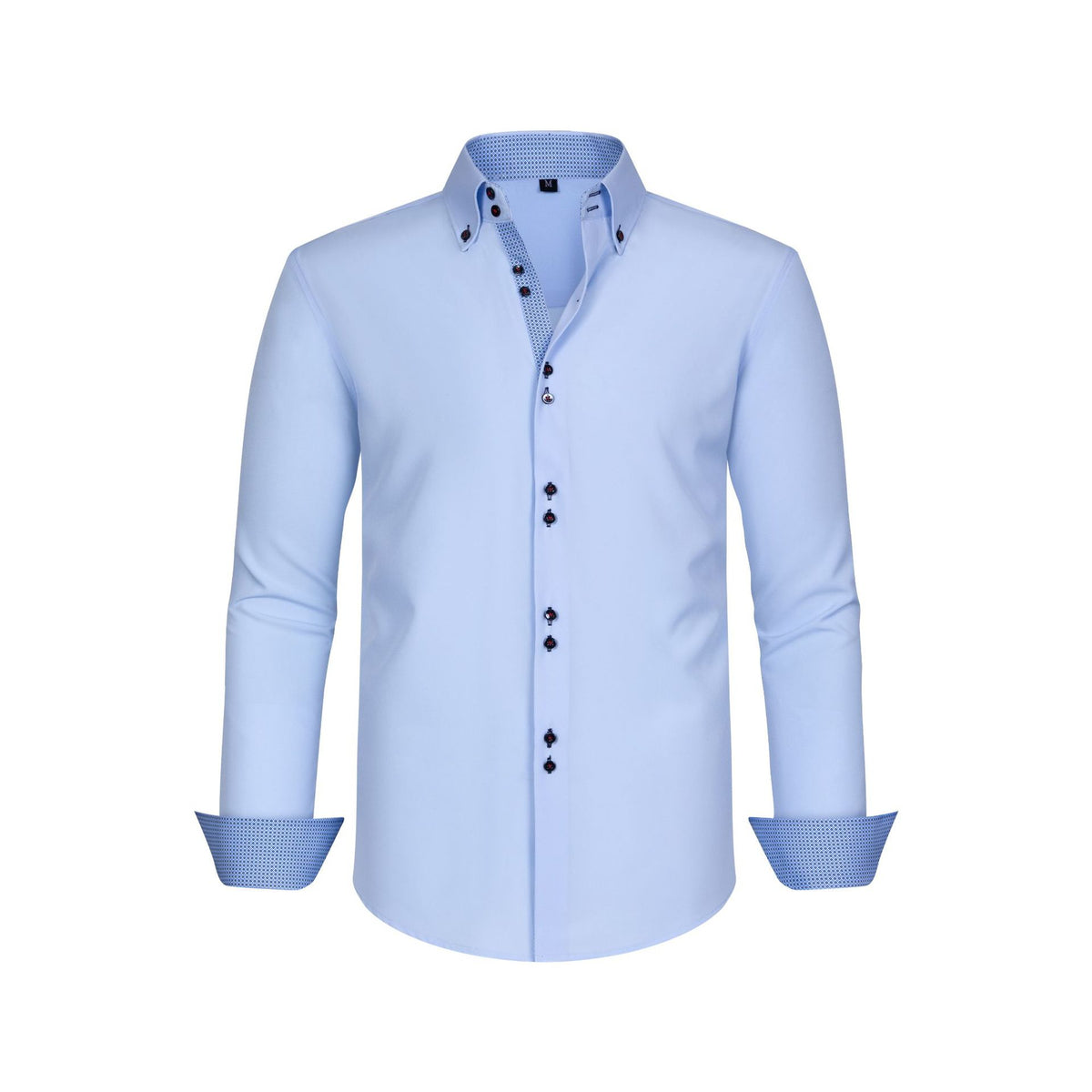 Cross-Border Four-Way Stretch Men's Shirt Polka Dot Color Matching Design Double-Breasted Shirt Men's Amazon Hot Style