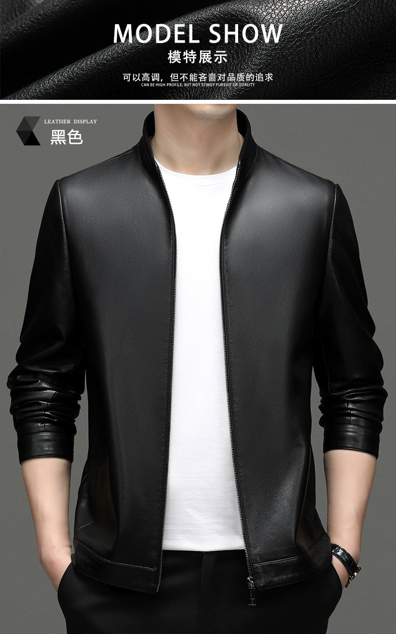 Innoobani | Popular Men's Stand Collar Ecological Leather Jacket High Quality Leather Jacket Men's Jacket | Thin and Thick Optional 2336