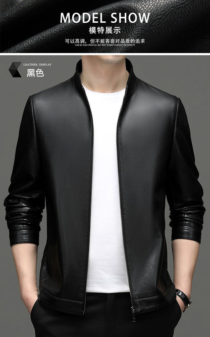 Innoobani | Popular Men's Stand Collar Ecological Leather Jacket High Quality Leather Jacket Men's Jacket | Thin and Thick Optional 2336
