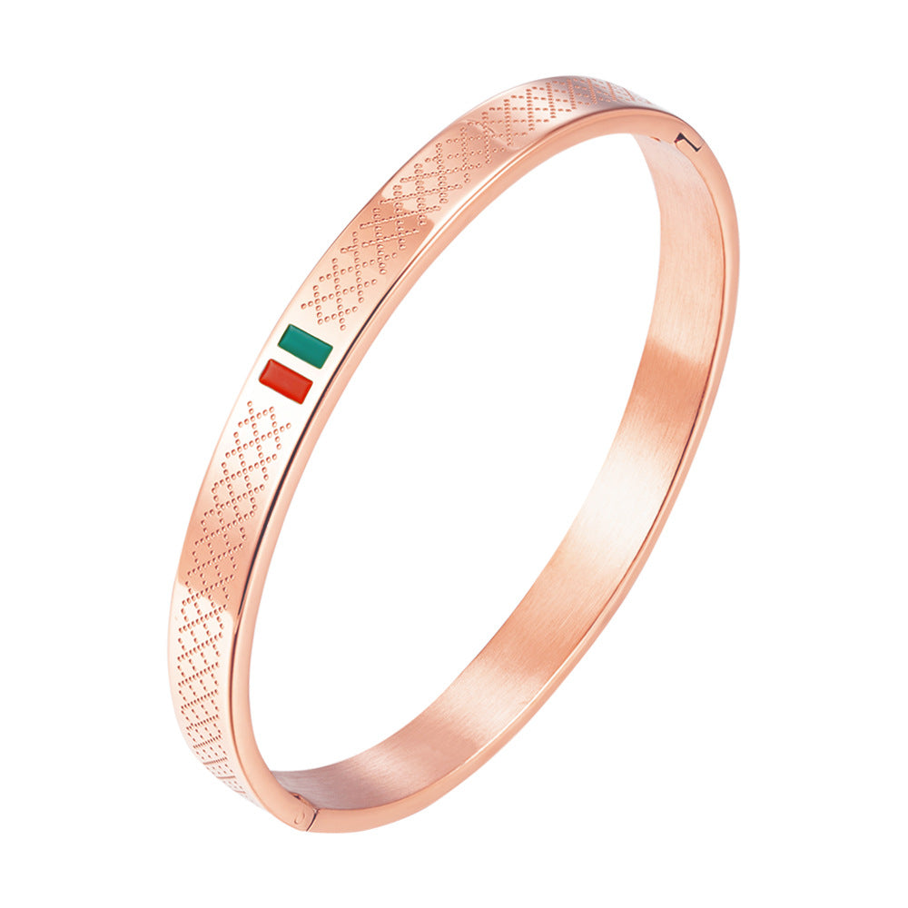 Cross-border stainless steel men's bracelet with red and green tape ring steel gold and black three color jewelry in stock wholesale