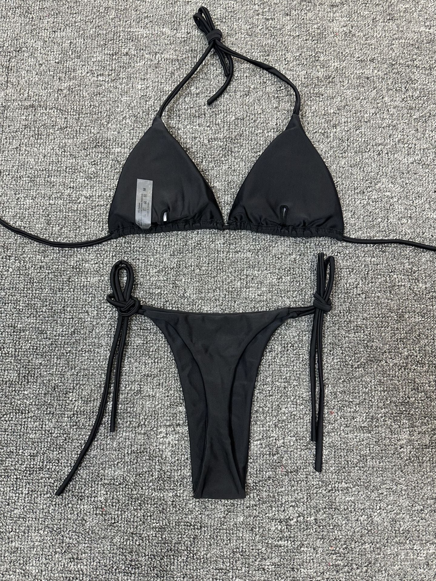 Manufacturers for Europe and the United States swimsuit strap high waist bikini solid color three-point sexy swimwear spot cross-border