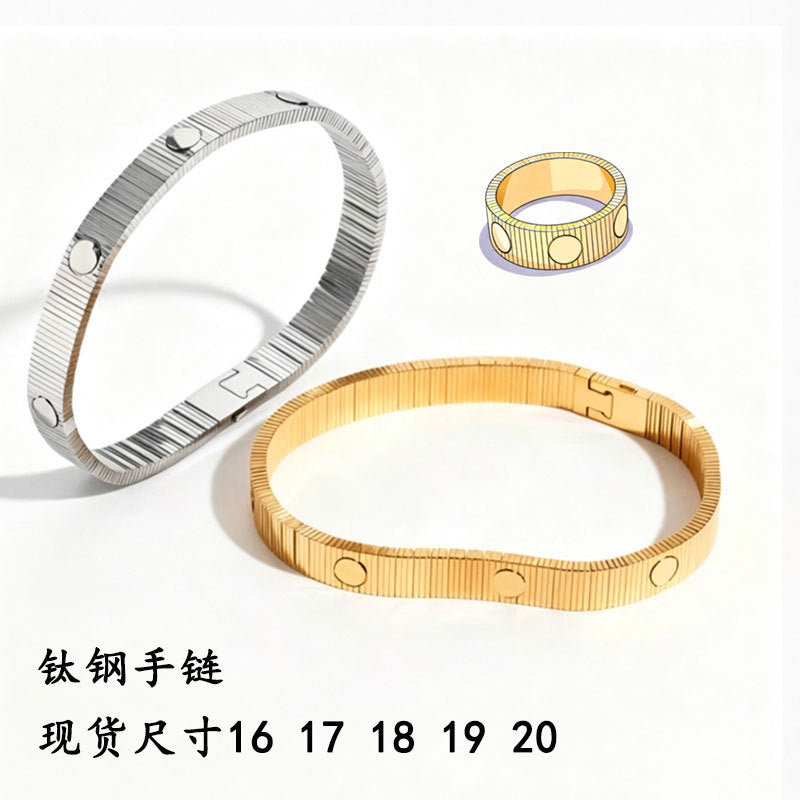 New Style Striped Screw Bracelet, Stainless Steel Plated with 18K Gold, Waterproof, Non-Fading, Titanium Steel High-End Luxury Bracelet