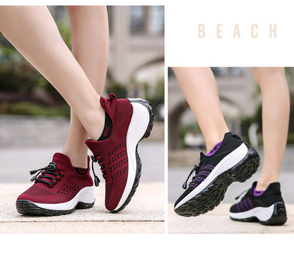 2025 Cross-Border New Large-Size Fly-Knit Mesh Shoes Trendy Mom Shoes Fashionable Sock Shoes Breathable Sports Women's Shoes
