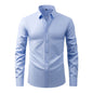 Cross-Border Lightweight Stretchy Plus-Size Men's Shirts, Wrinkle-Resistant Long-Sleeve Shirts, Amazon Cardigan Long-Sleeve Shirts for Men
