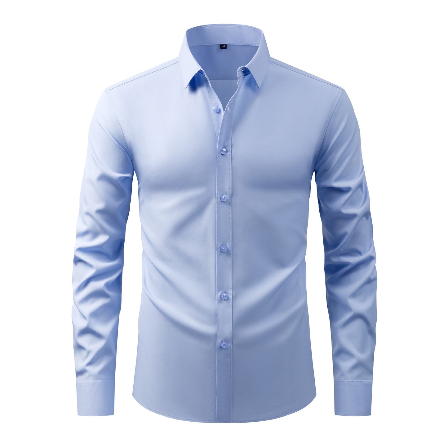 Cross-Border Four-Way Stretch Shirt Men's Shirt Wrinkle-Free and Anti-Wrinkle Amazon Export Thin Cardigan Long-Sleeved Shirt for Men