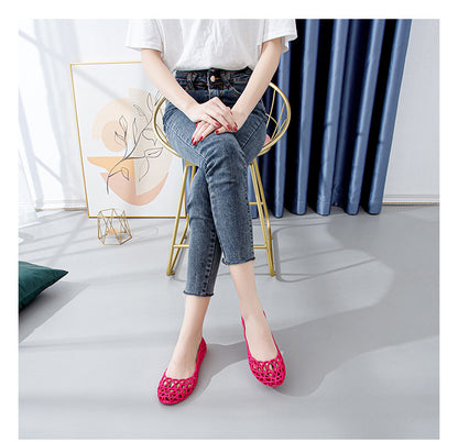 Plastic Sandals Women's 2022 New Summer Outer Wear Nurse Soft-soled Mother Shoes Hollow Non-slip Top Flat Hole Shoes