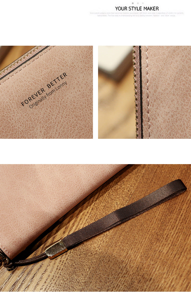 Lonny Women's Hand-Held Long Wallet Korean Style Handbag Multi-Functional Card Holder Mobile Phone Bag Coin Purse Women's Wallet