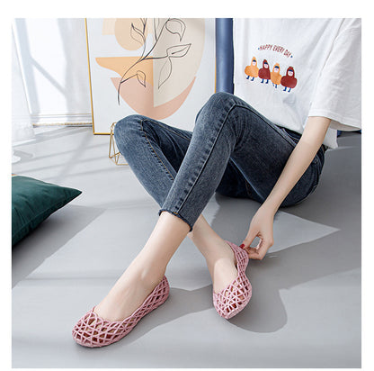 Plastic Sandals Women's 2022 New Summer Outer Wear Nurse Soft-soled Mother Shoes Hollow Non-slip Top Flat Hole Shoes